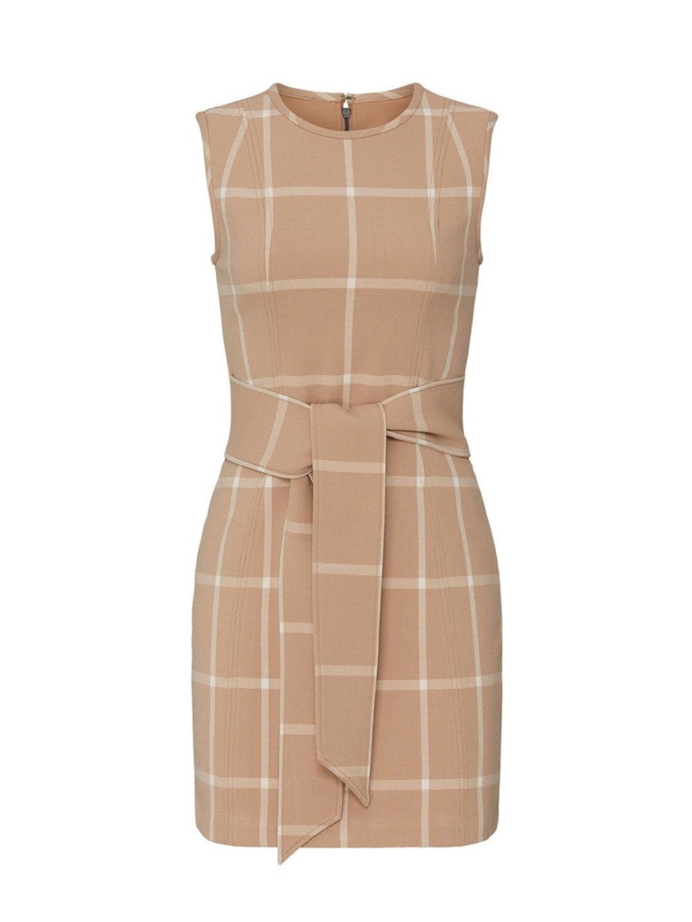 NWOT Toccin Nude Plaid Front Tie Sheath size 4